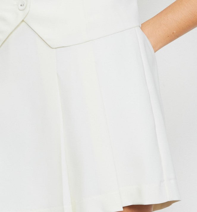 Pleated Skort - Off White