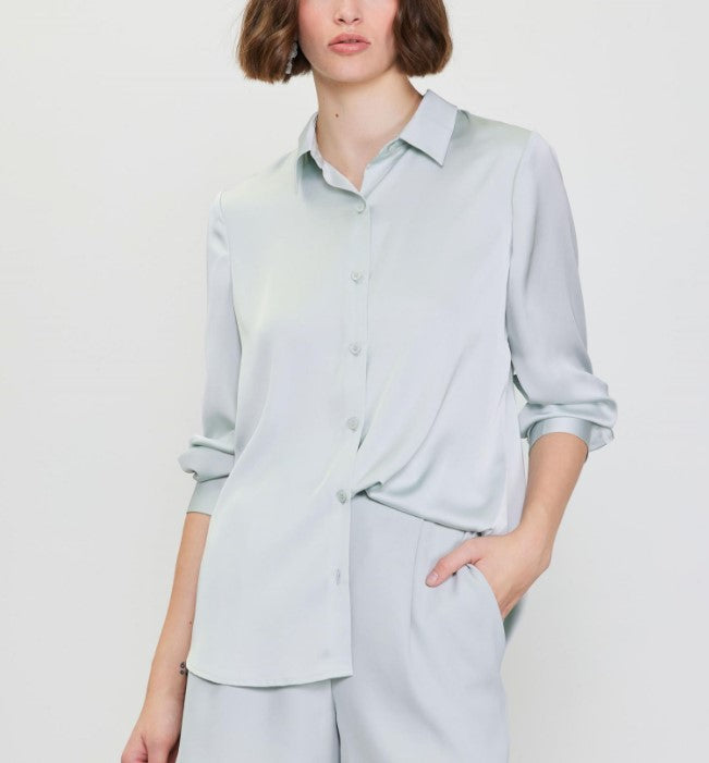 Button Down Blouse - Dove Grey