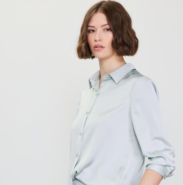 Button Down Blouse - Dove Grey