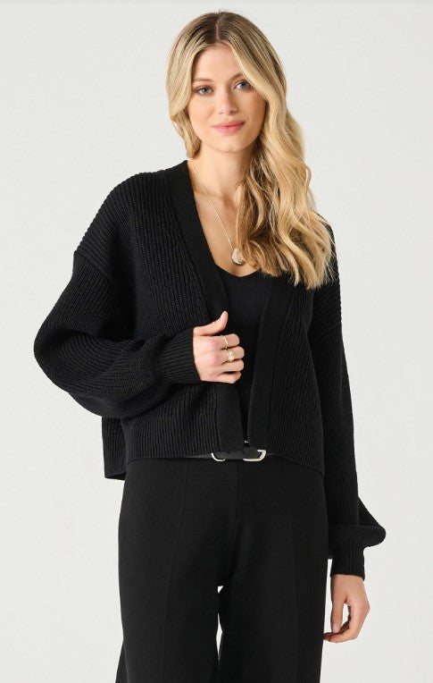 Textured Open Cardigan - Black