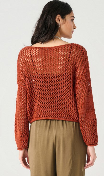 Floral Crochet Sweater - Burnt Orange