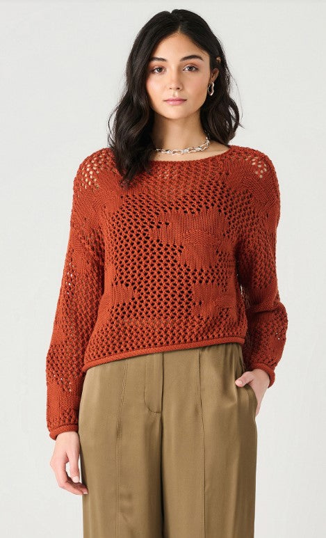 Floral Crochet Sweater - Burnt Orange