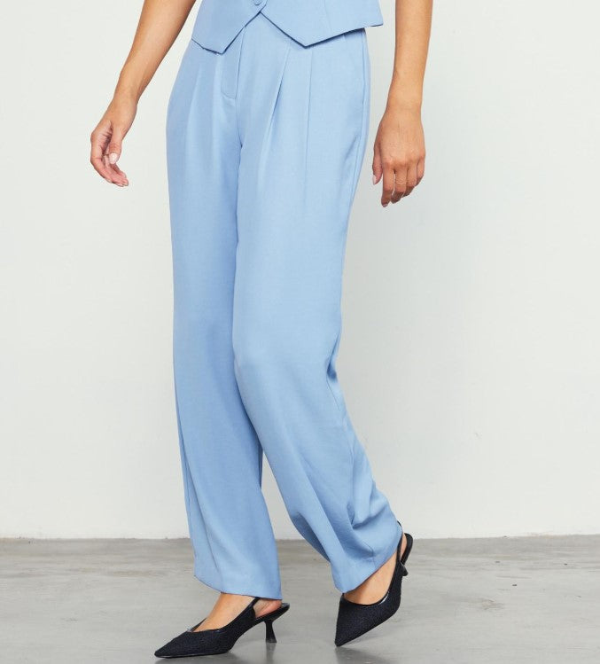 Recycled Wide Leg Trousers - Dusty Blue