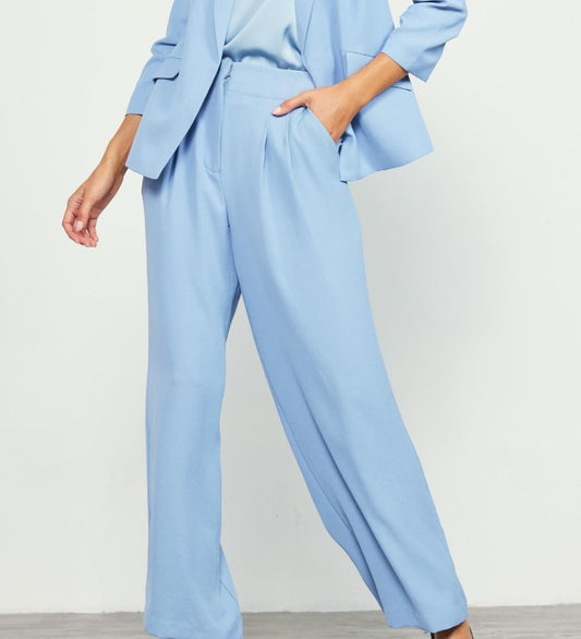 Recycled Wide Leg Trousers - Dusty Blue