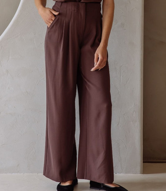 Recycled Wide Leg Trousers - Espresso