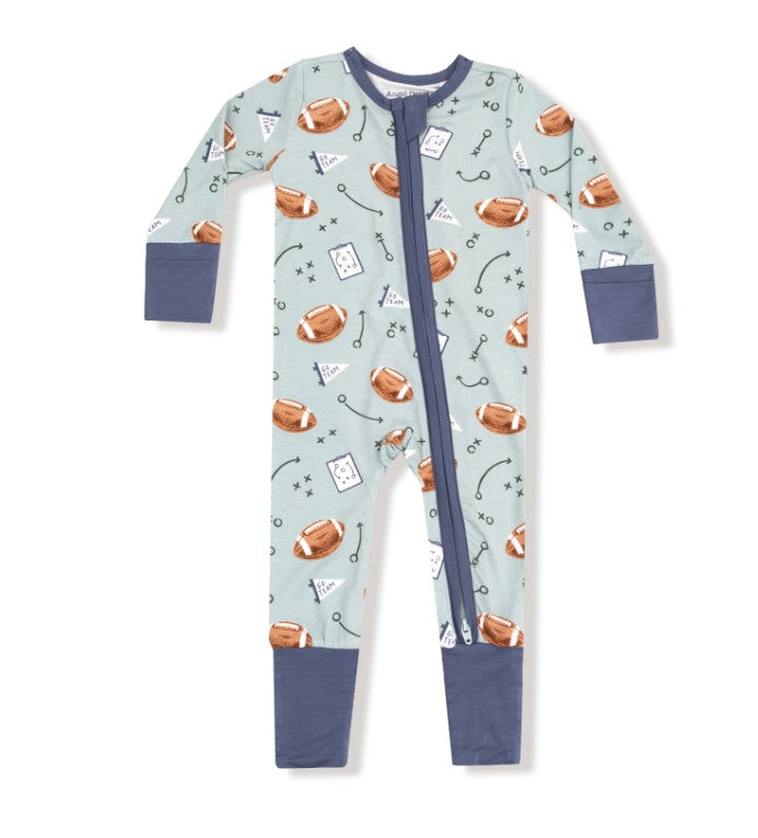 2 Way Zipper Romper - Touchdown Time - Gray Mist