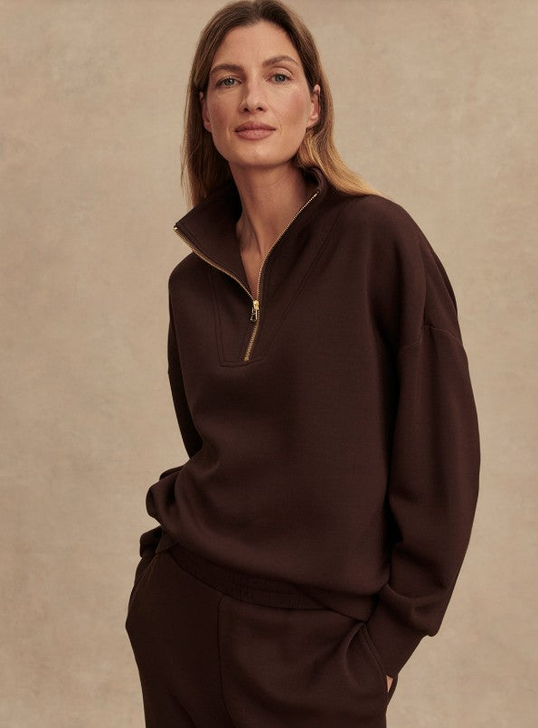 Varley - Hawley Half Zip Sweat - Coffee Bean