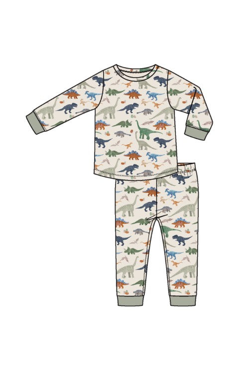 Long Sleeve Loungewear Set - Washy Dinos