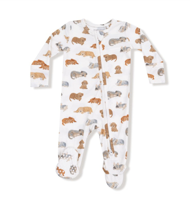 2 Way Zipper Footie - Napping Puppies