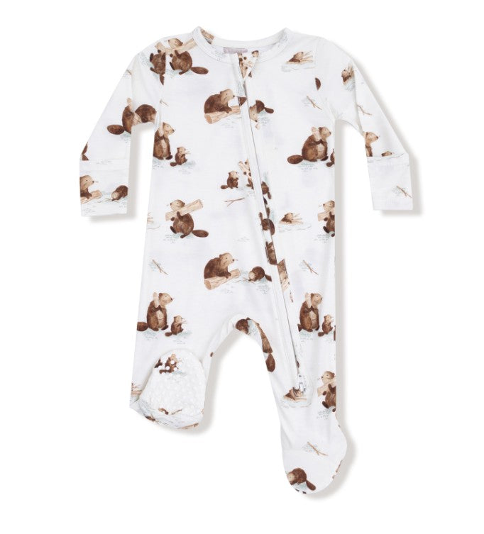 2 Way Zipper Footie - Baby Beavers
