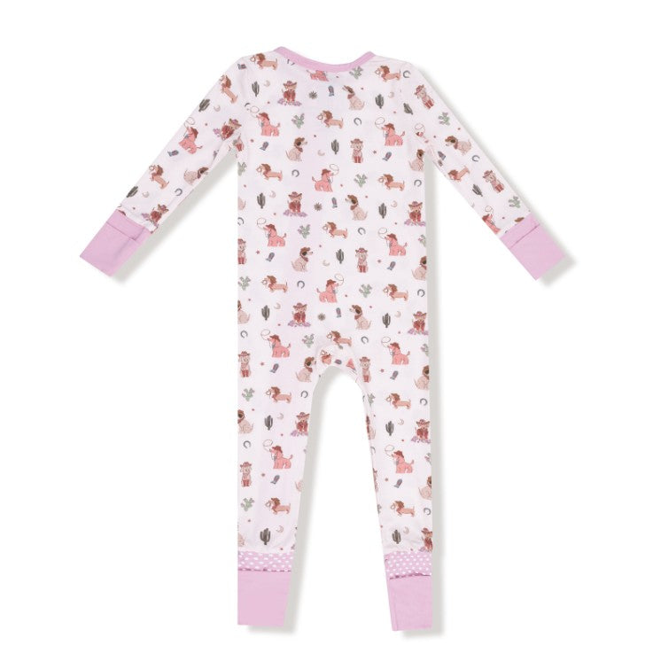 2 Way Zipper Romper - Cowgirl Dogs