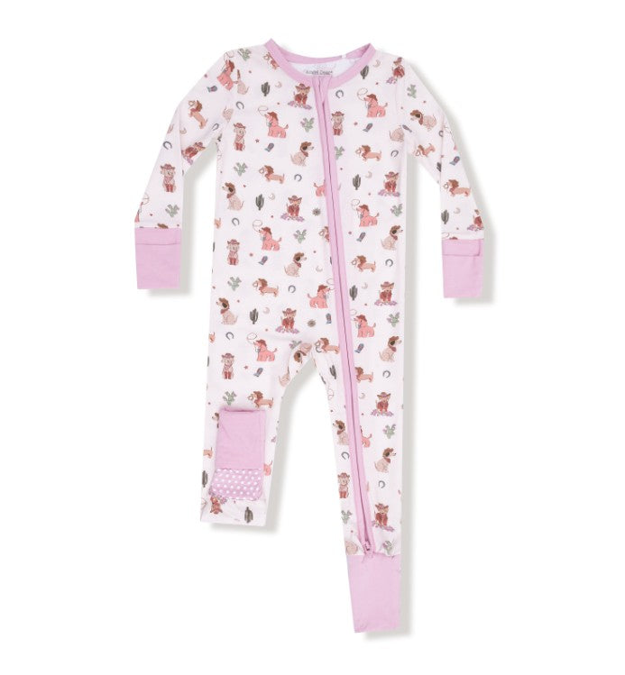 2 Way Zipper Romper - Cowgirl Dogs