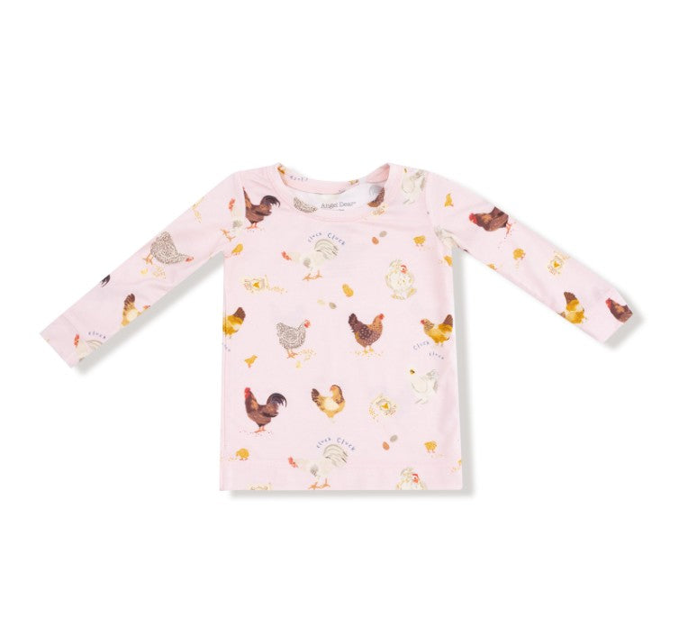 Long Sleeve Loungewear Set - Collector Chickens - Pink