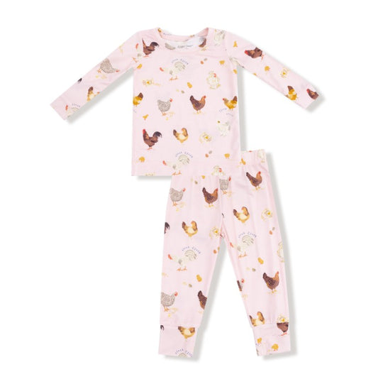 Long Sleeve Loungewear Set - Collector Chickens - Pink