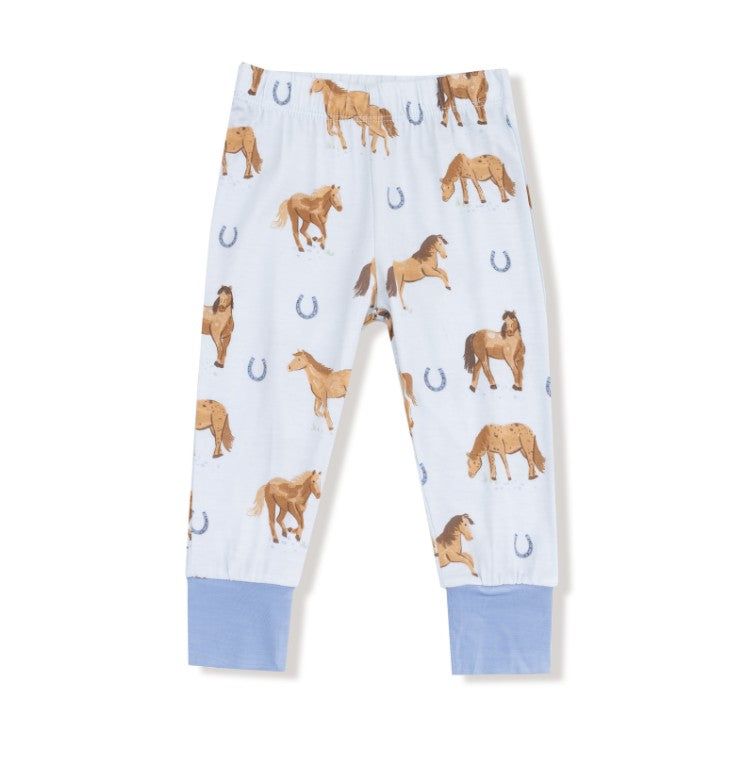 Long Sleeve Loungewear Set - Horses - Blue