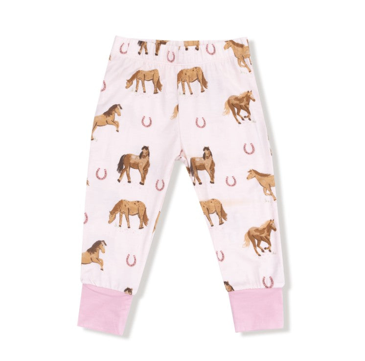 Long Sleeve Loungewear Set - Horses - Pink