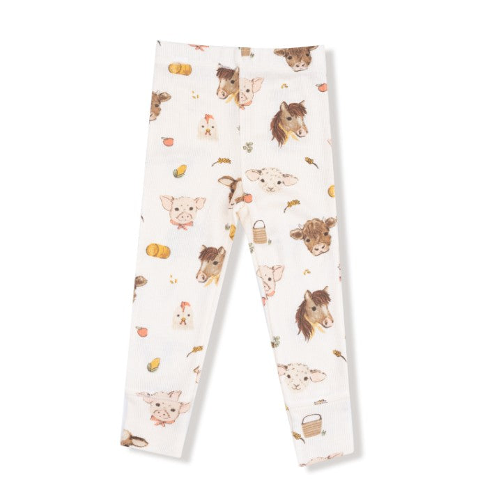 Long Sleeve Loungewear Set - Vintage Baby Farm Animals