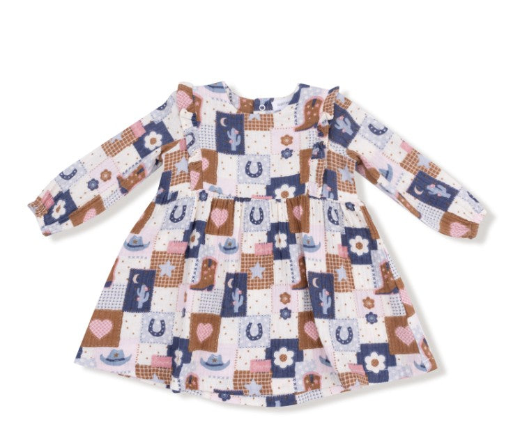 Ruffle Long Sleeve Dress with Legging - Patchwork Cowgirl