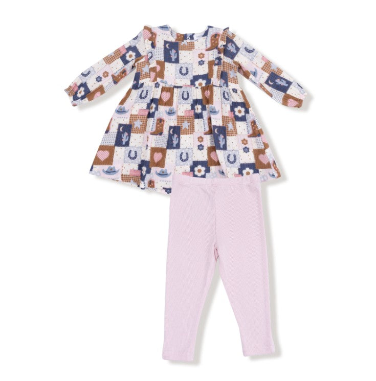 Ruffle Long Sleeve Dress with Legging - Patchwork Cowgirl