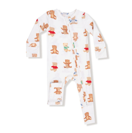 2 Way Zipper Romper - Holiday Teddy Bear