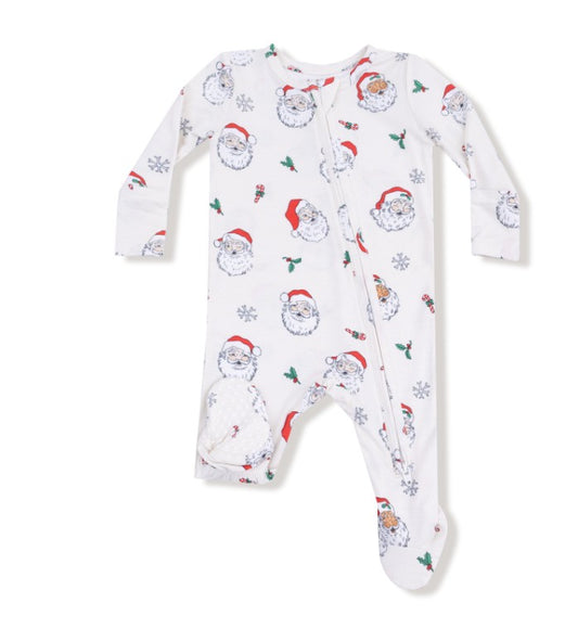 2 Way Zipper Footie - Vintage Santas
