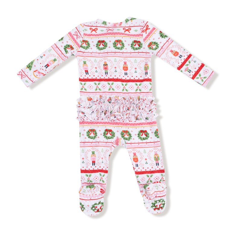 Two Way Ruffle Zipper Footie - Sugar Plum Fairy