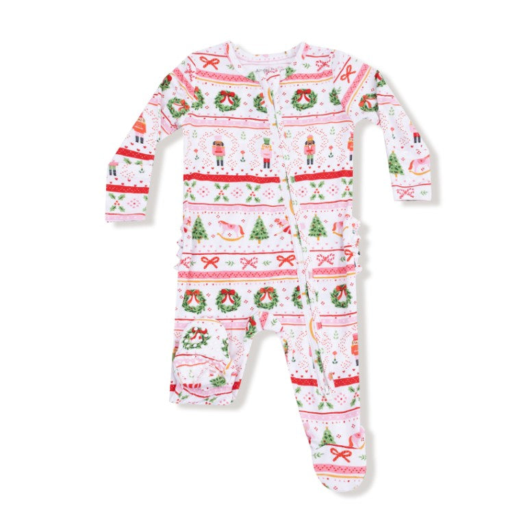 Two Way Ruffle Zipper Footie - Sugar Plum Fairy