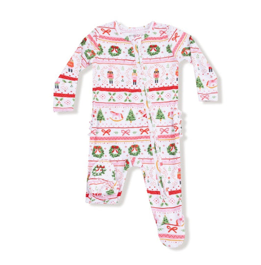 Two Way Ruffle Zipper Footie - Sugar Plum Fairy