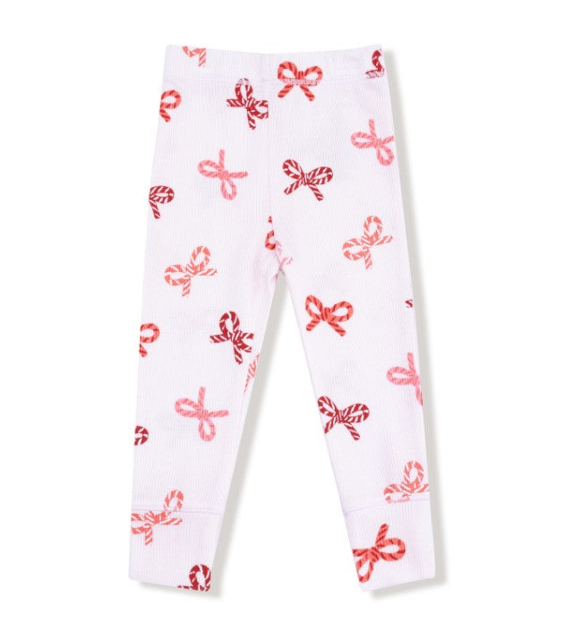 Long Sleeve Loungewear Set - Candy Cane Bows