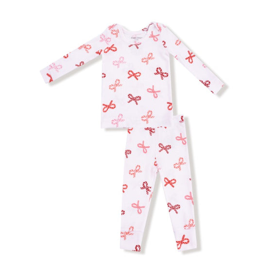 Long Sleeve Loungewear Set - Candy Cane Bows