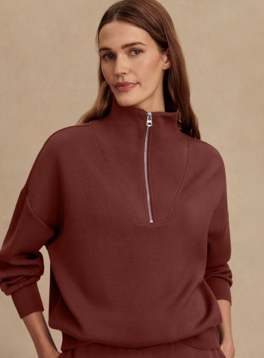 Varley - Hawley Half Zip Sweat - Cinnamon