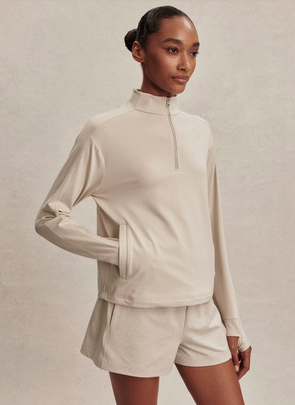 Varley - Lamia Half Zip Sweat - Pebble Marl