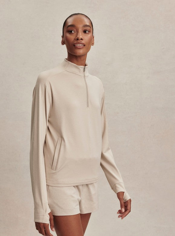 Varley - Lamia Half Zip Sweat - Pebble Marl