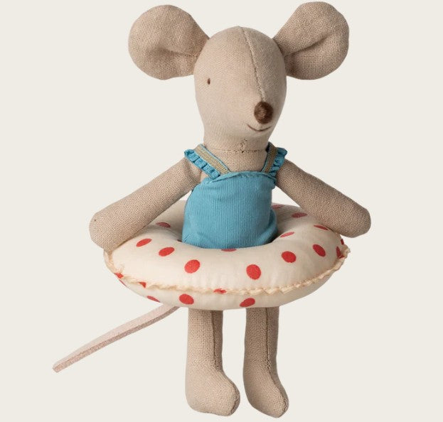 Maileg - Beach Mouse with Float, Little - Red Dots