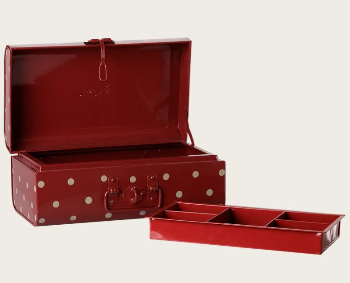 Maileg - Storage Suitcase, Small - Dark Red w. Tray -  PREORDER FW26