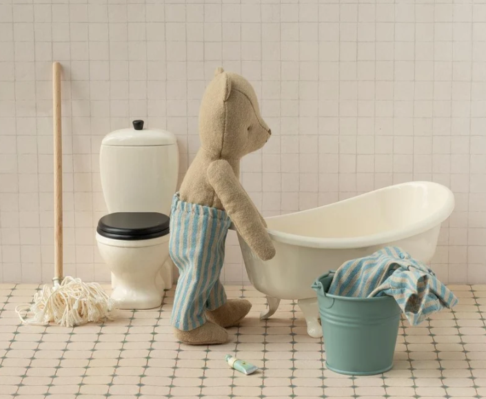Maileg - Bucket & Mop, Miniature - Light Blue