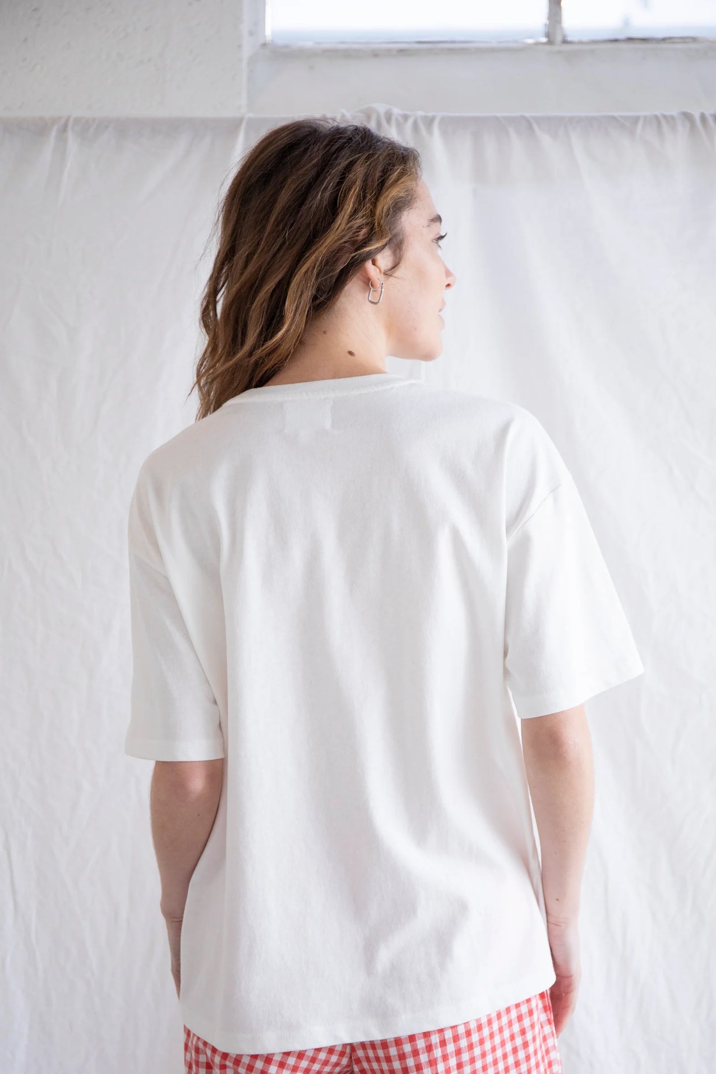 Relaxed Ribbon Tee - Ivory + Red