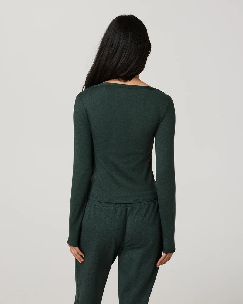 Vuori - Longsleeve Halo V-Neck Cardigan - Hemlock Heather