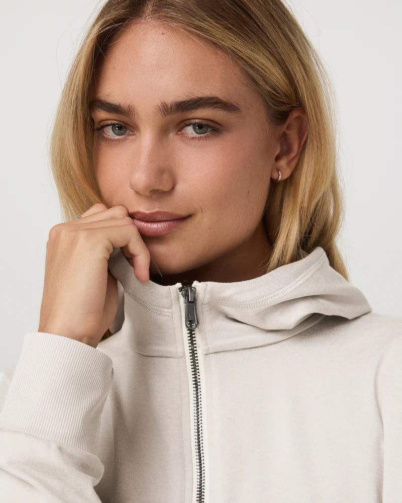 Vuori - Halo Modern Full Zip Hoodie - Ecru Heather