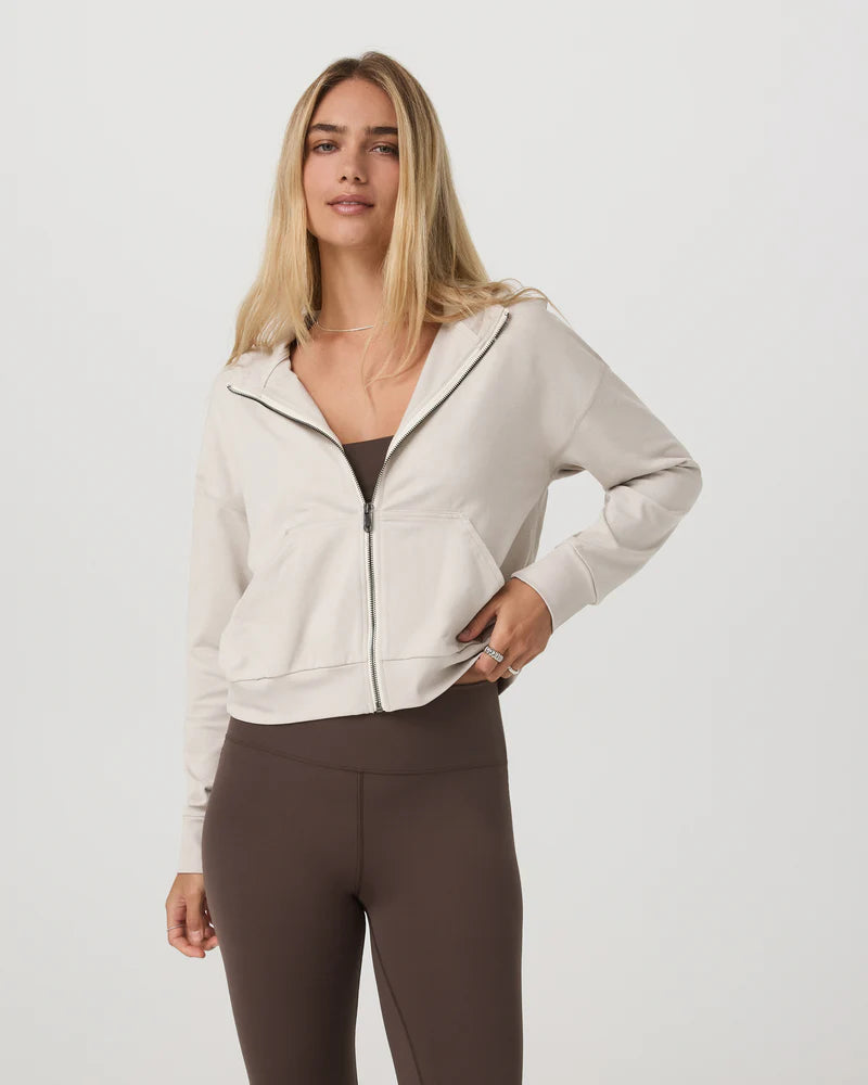 Vuori - Halo Modern Full Zip Hoodie - Ecru Heather