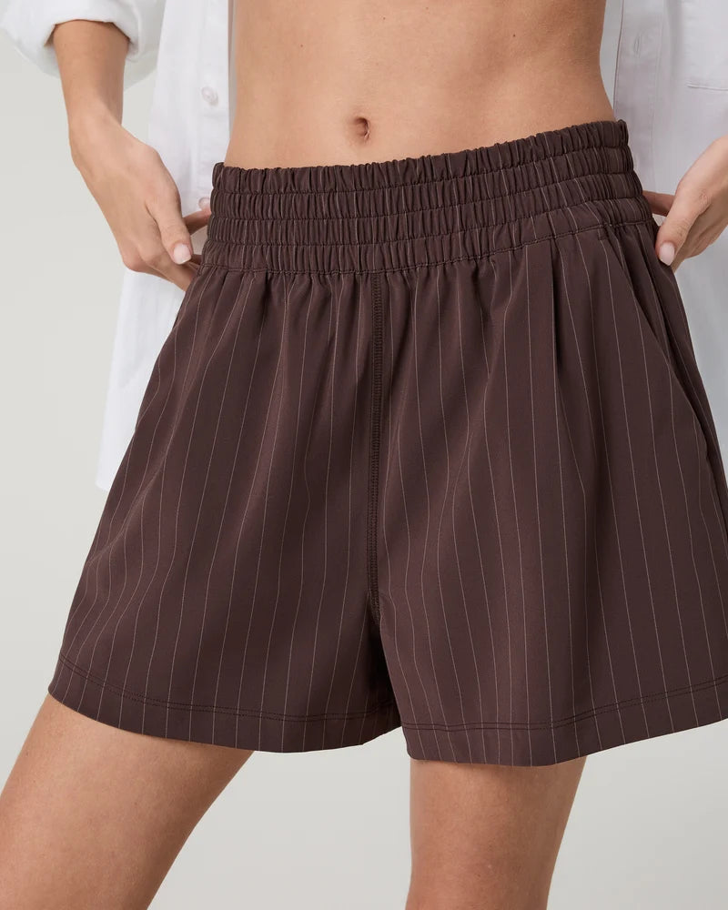 Vuori - Villa Short - French Roast Pinstripe