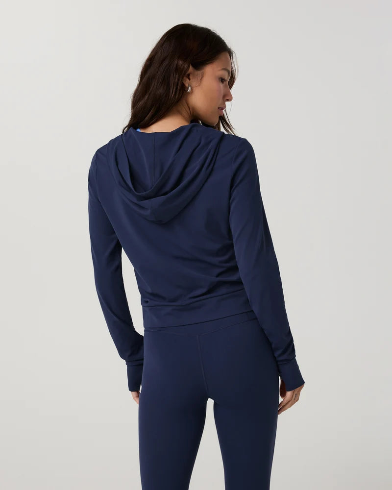 Vuori - All The Feels Mini Full Zip Hoodie - Blue Coast Heather