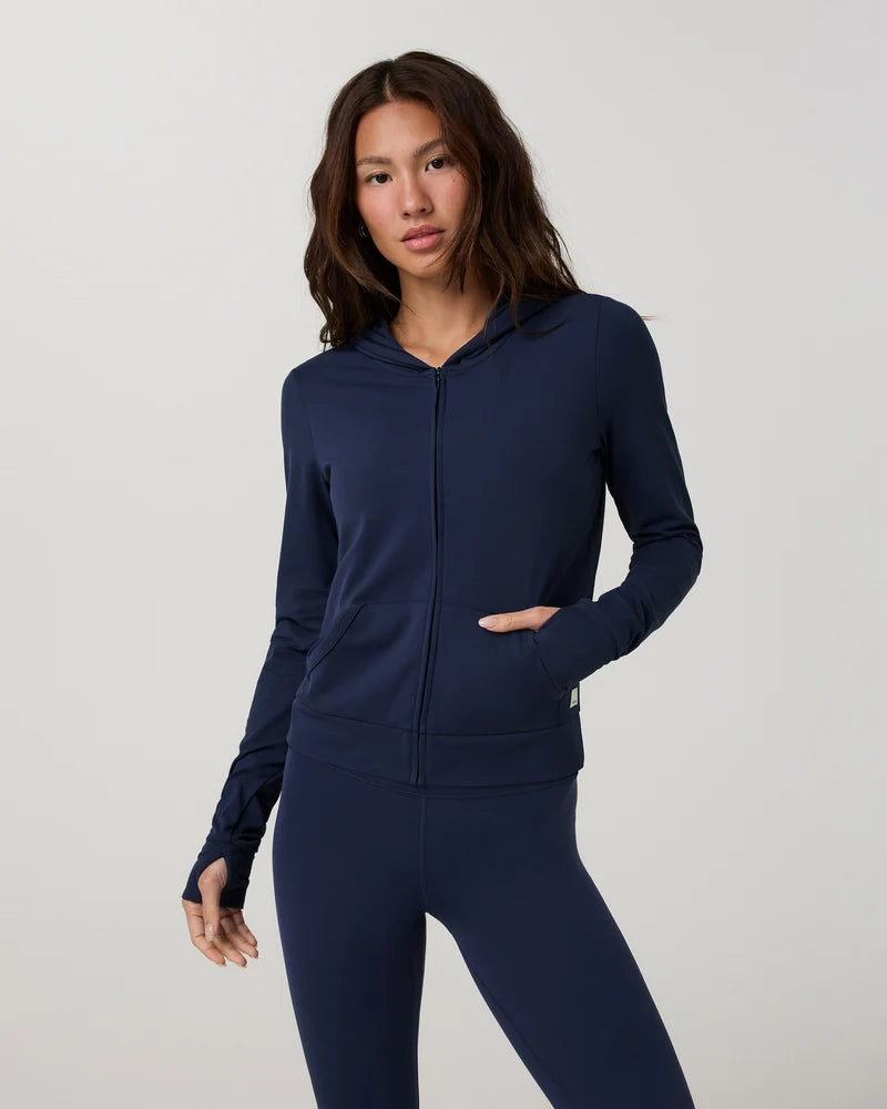 Vuori - All The Feels Mini Full Zip Hoodie - Blue Coast Heather