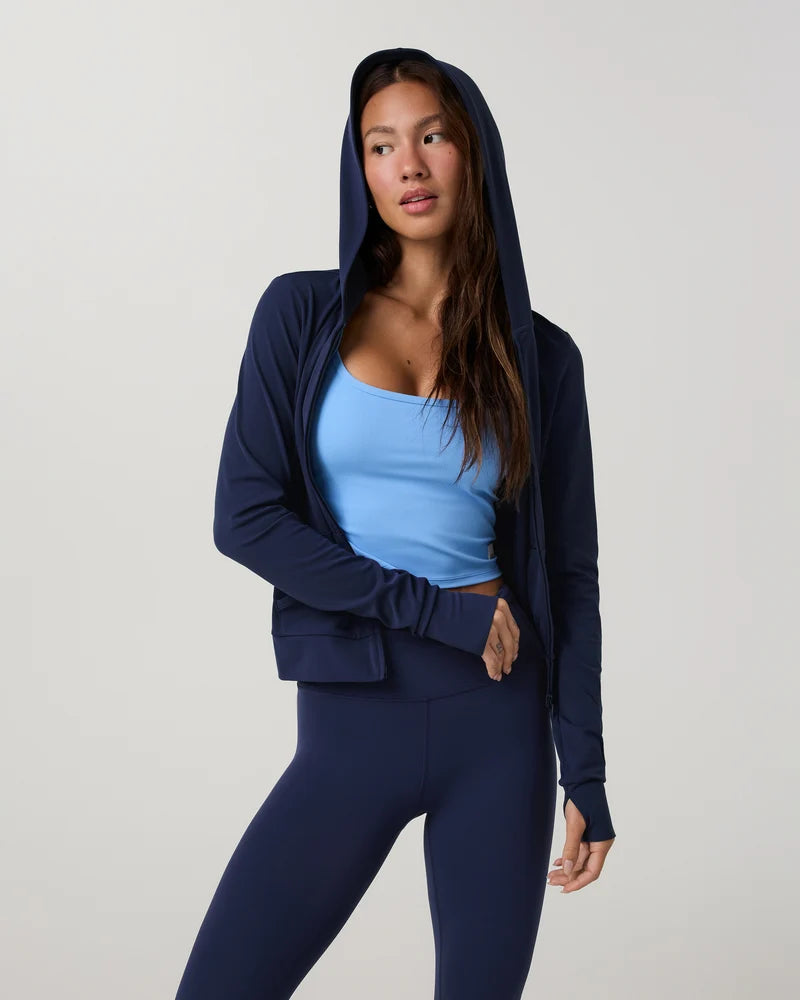 Vuori - All The Feels Mini Full Zip Hoodie - Blue Coast Heather