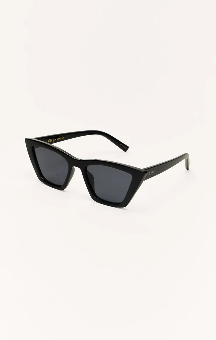 Villa Polarized Sunglasses - Polished Black - Grey