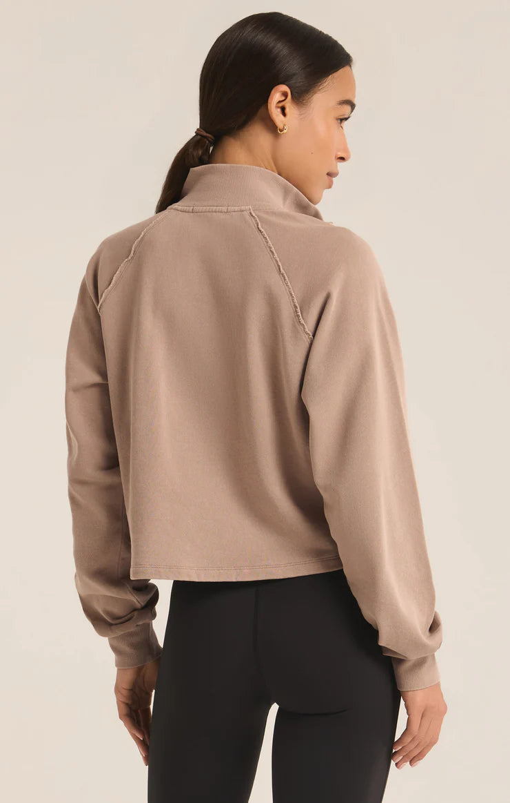 On The Run Half Zip Sweatshirt - Latte