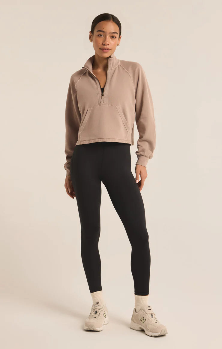 On The Run Half Zip Sweatshirt - Latte