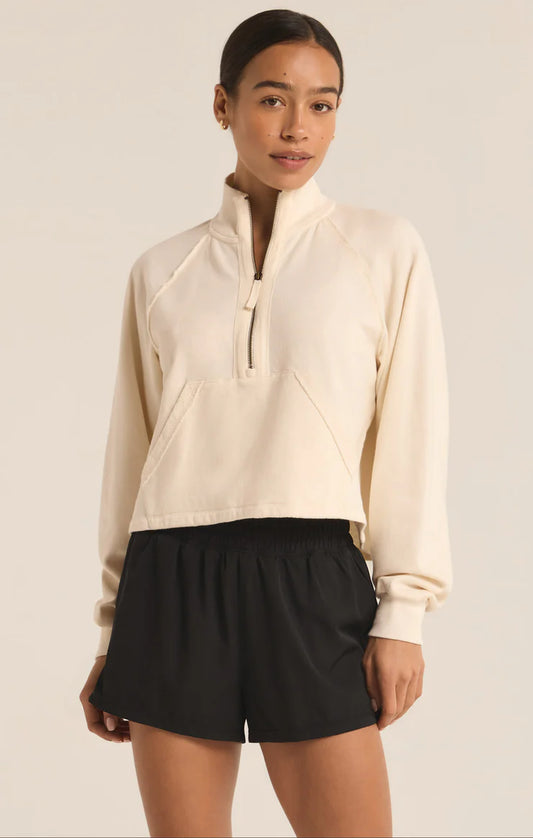 On The Run Half Zip Sweatshirt - Sandstone