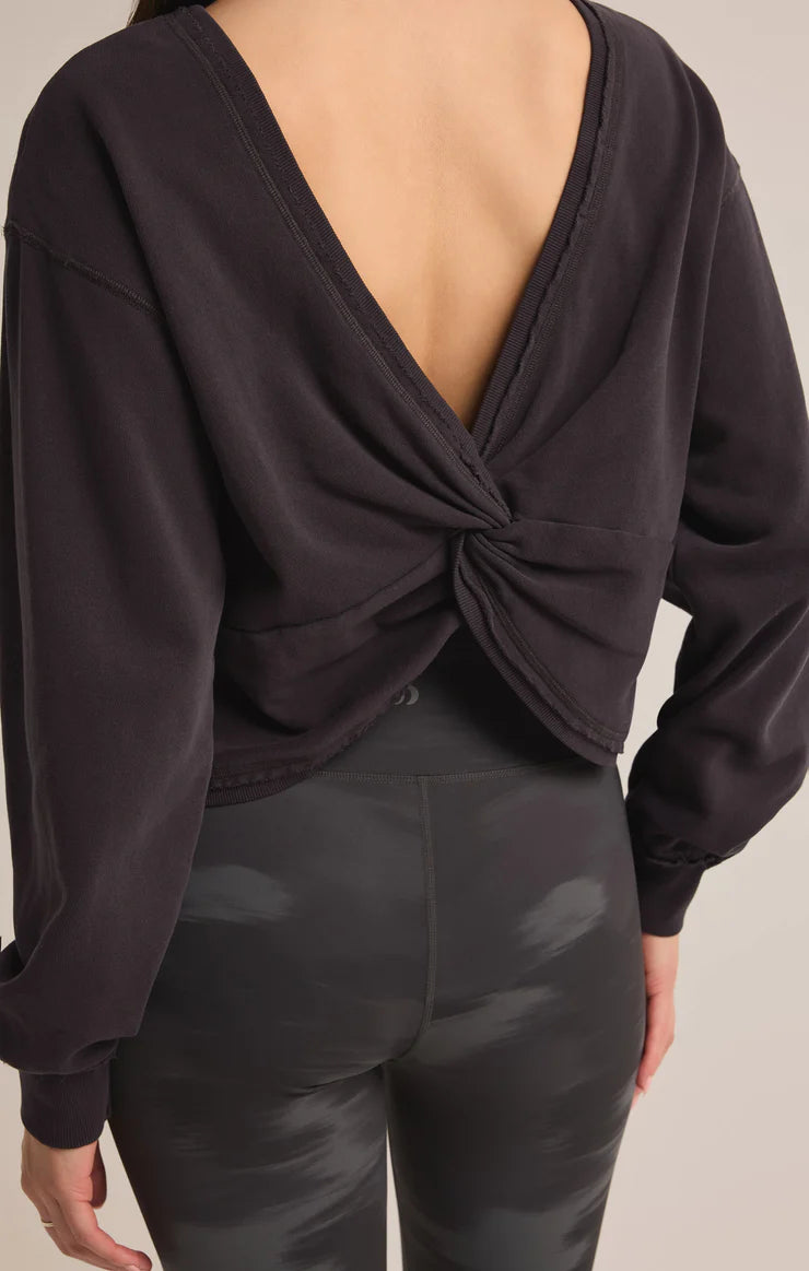 Reversible Twist Fleece Sweatshirt - Black Sand