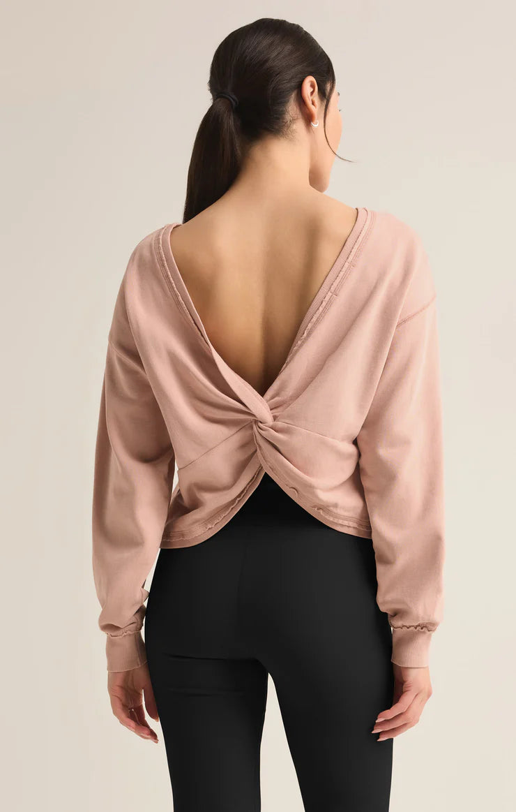 Reversible Twist Fleece Sweatshirt - Cashmere Pink